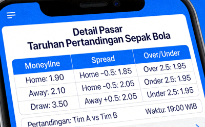 Tampilan detail pasar taruhan untuk sebuah pertandingan sepak bola dengan odds berbagai jenis