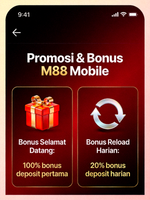 Menu promosi dan bonus di aplikasi M88 mobile untuk member baru dan existing